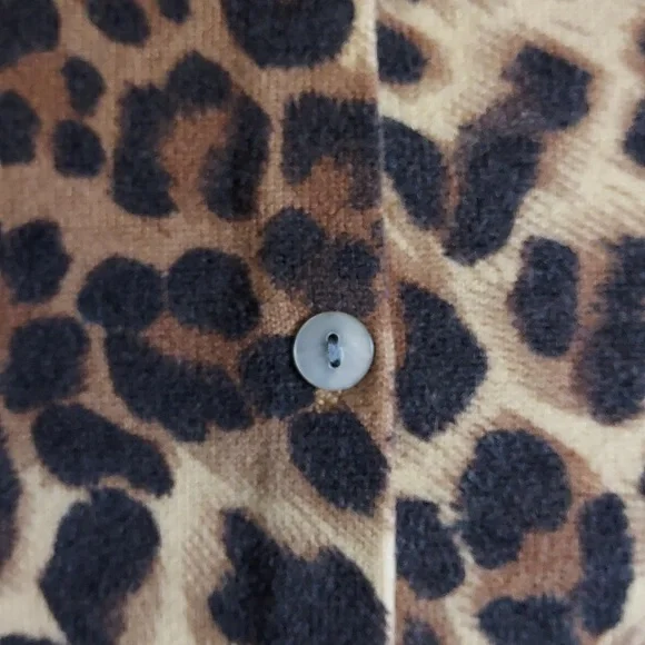 Bettie Page by Tatyana Brown & Tan Retro Leopard Print Crop Sleeve Cardigan XL - Picture 5 of 8
